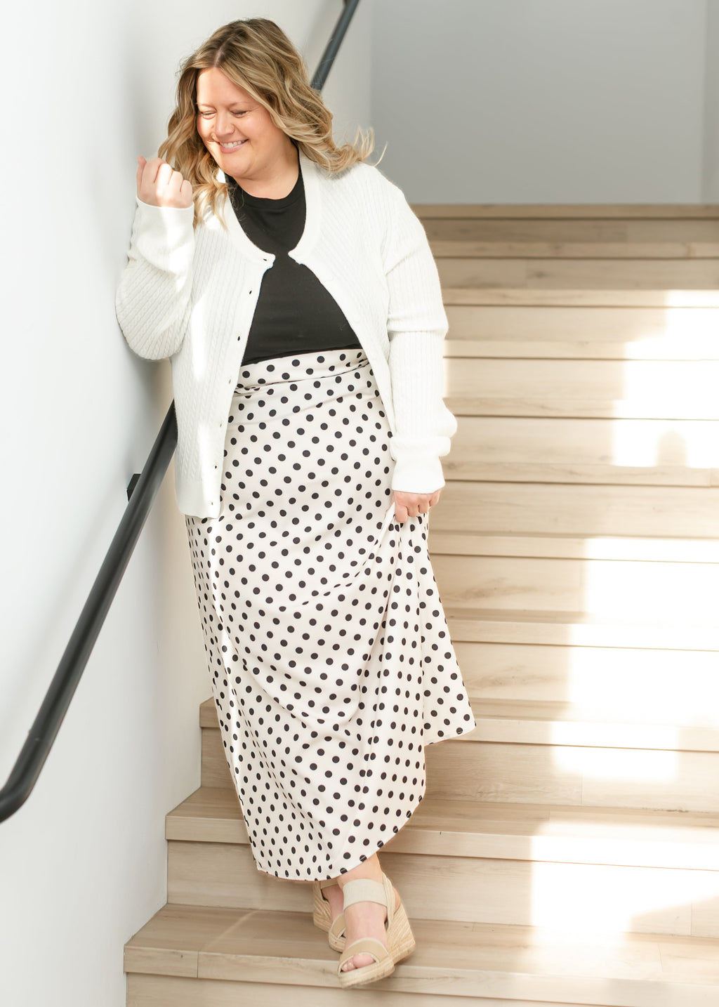 Inherit Co. Braylyn Polka Dot Maxi Skirt — comparison shot