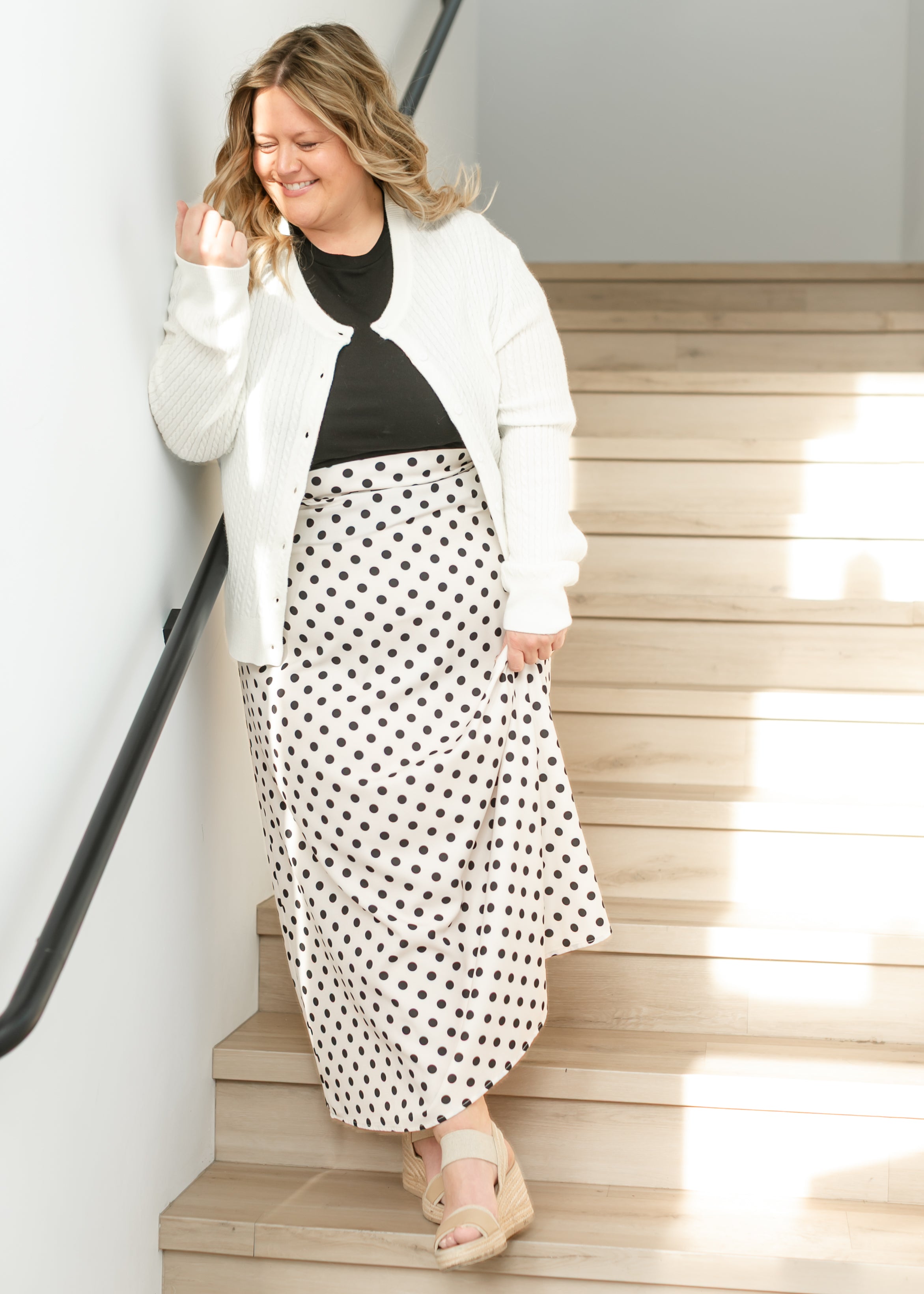 Inherit Co. Braylyn Polka Dot Maxi Skirt — comparison shot