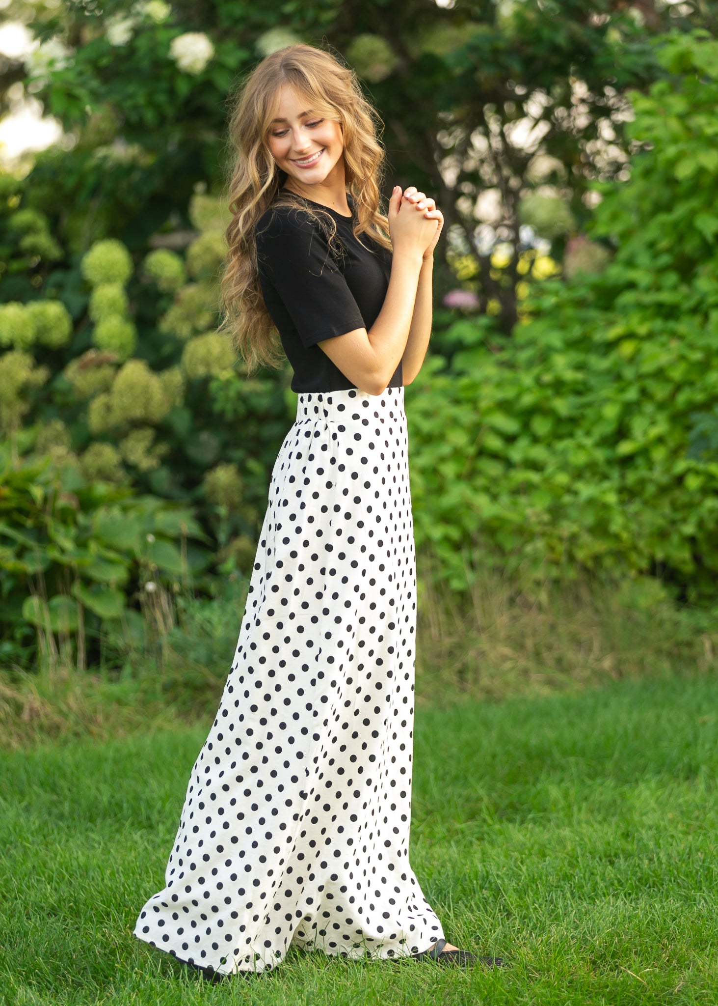 Inherit Co. Braylyn Polka Dot Maxi Skirt — back view