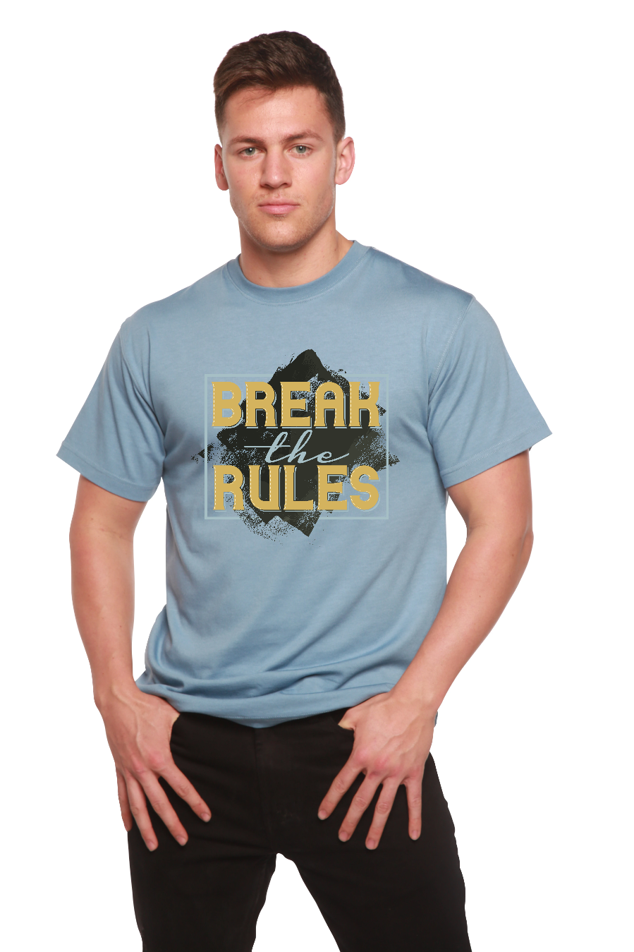 Spun Bamboo Break the Rules Men's Bamboo Viscose/Organic Cotton Short Sleeve Graphic T-Shirt — back view