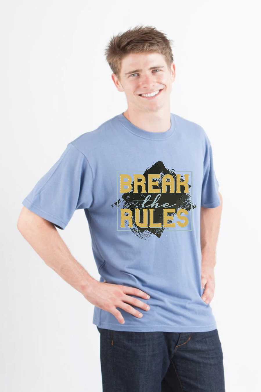 Spun Bamboo Break the Rules Men's Bamboo Viscose/Organic Cotton Short Sleeve Graphic T-Shirt — side view