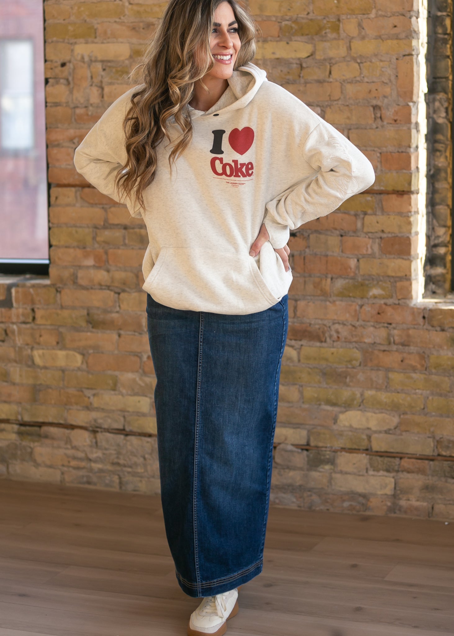 Inherit Co. Bria Dark Wash Denim Maxi Skirt — alternative angle