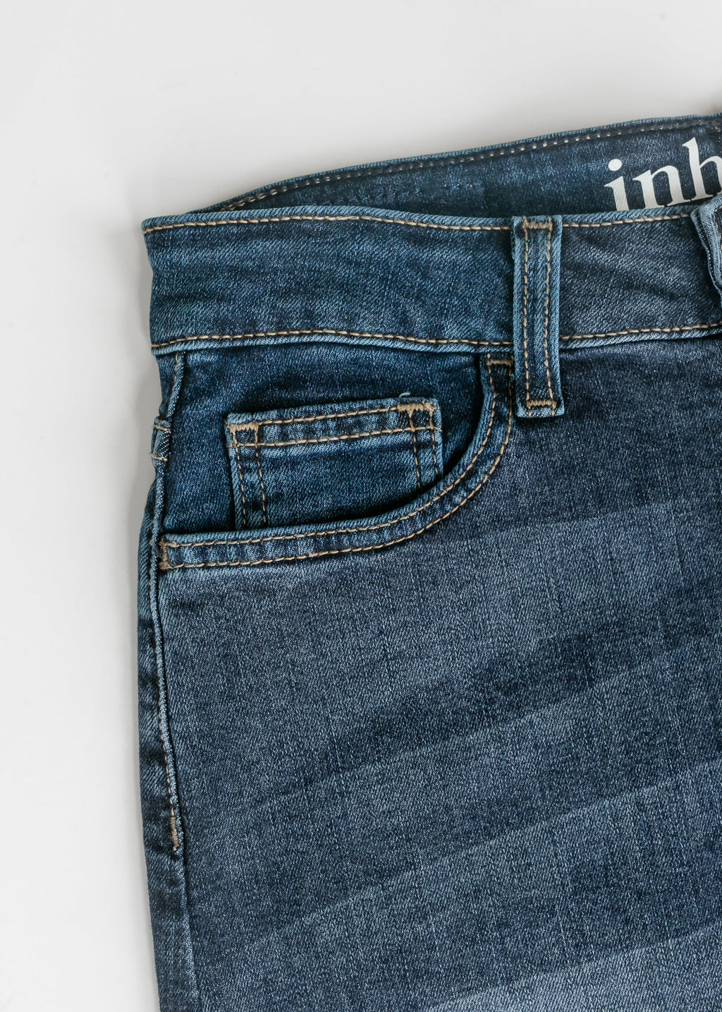 Inherit Co. Bria Dark Wash Denim Maxi Skirt — in-use photo
