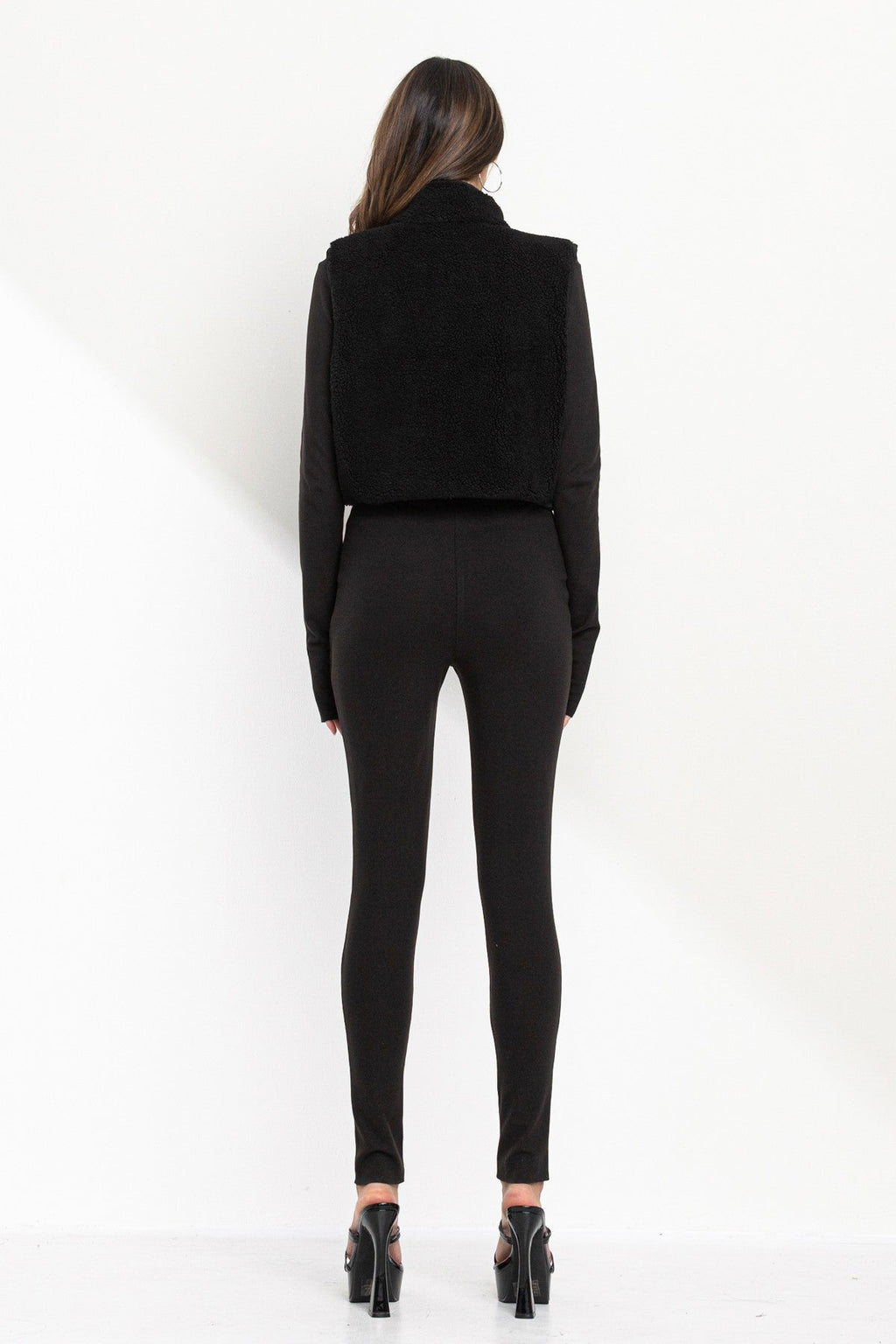 Brianna Cropped High Neck Vest | Contrast Detail Street Style Top