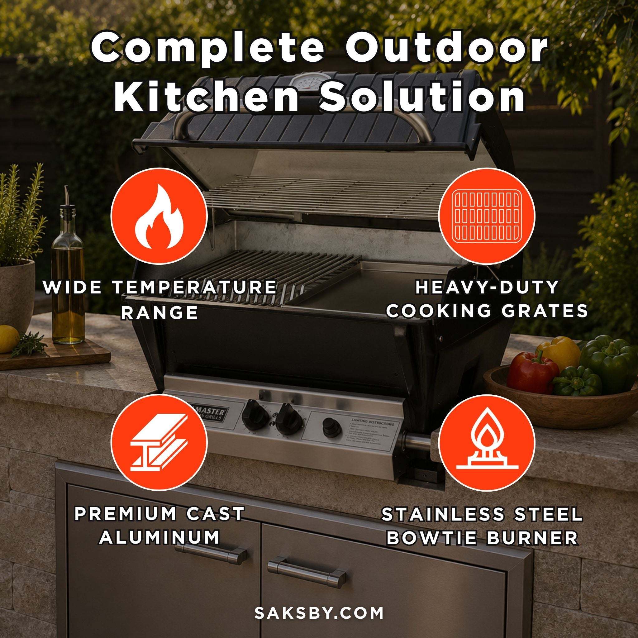Broilmaster P3X Super Premium Cast Aluminum Gas Grill With Flare Busters, Griddle And Smoker Shutter (SAK98194) – SAKSBY WHOL