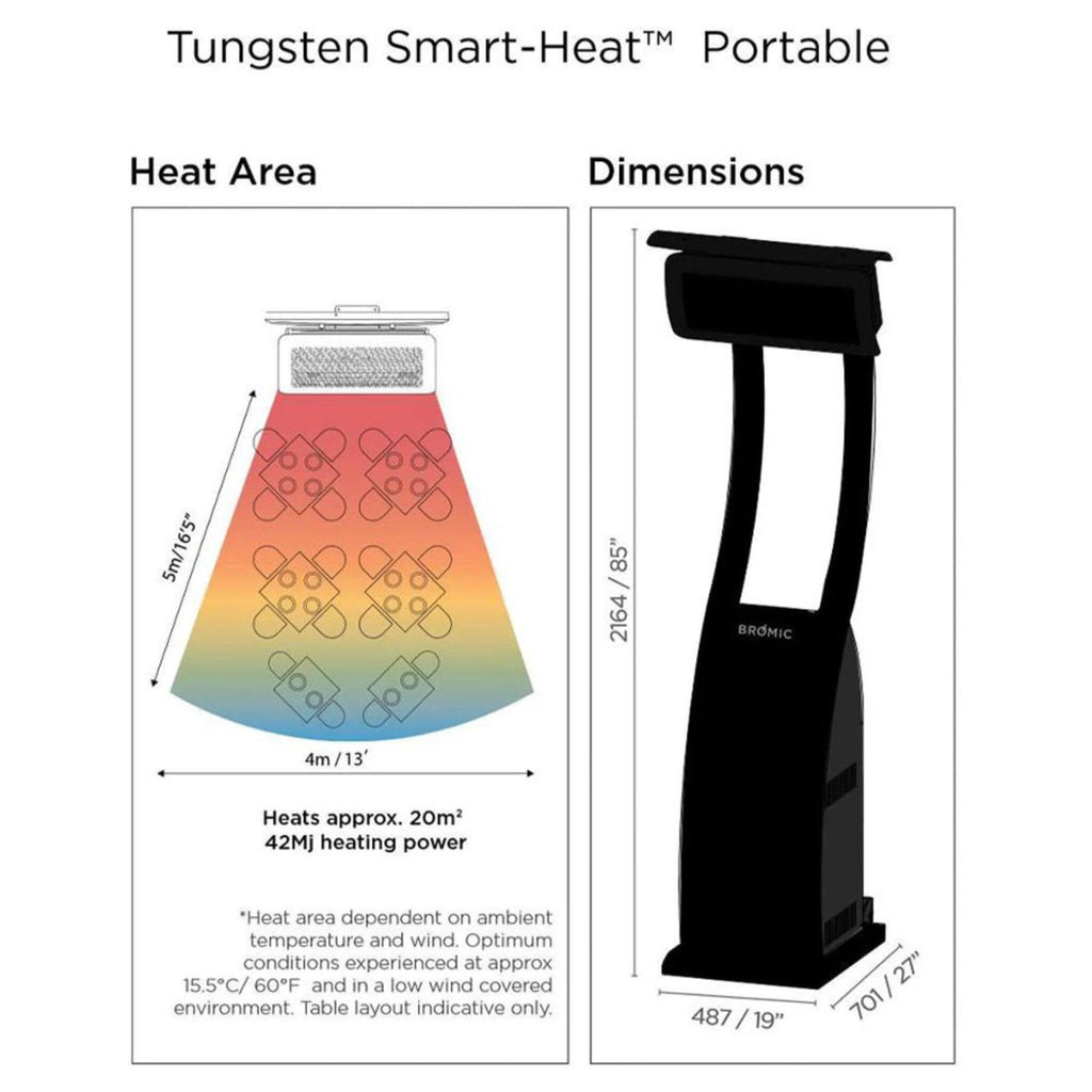 Bromic Heating 85-Inch 38,500 BTU Tungsten Smart-Heat™ Propane Gas Freestanding Portable Patio Heater [BH0510001] (SAK73814) 