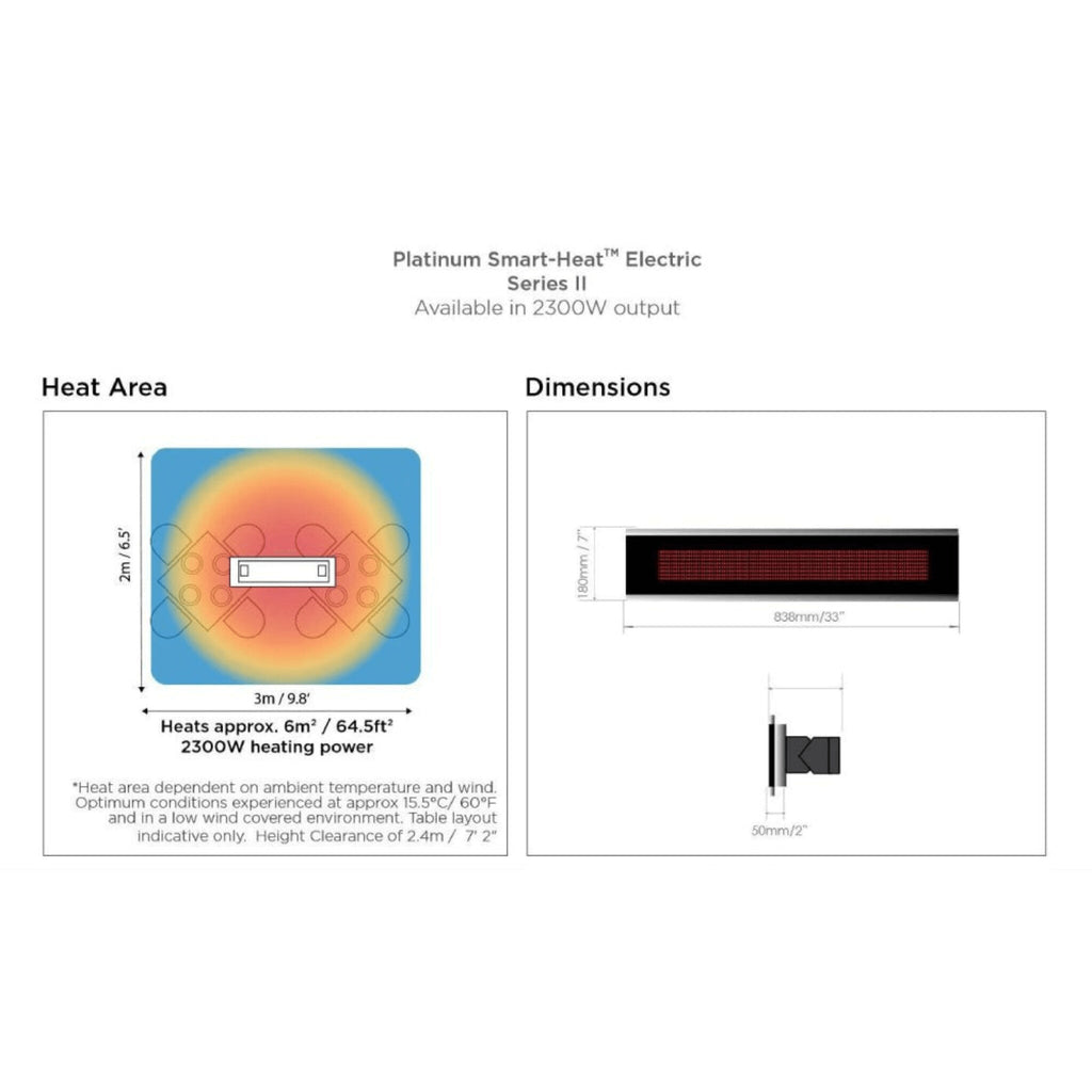 Bromic Heating Platinum Smart-Heat™ Series II 33-Inch 2300W 7900 BTU 240V Electric Patio Heater [BH0320003] (SAK42615) – SAKS