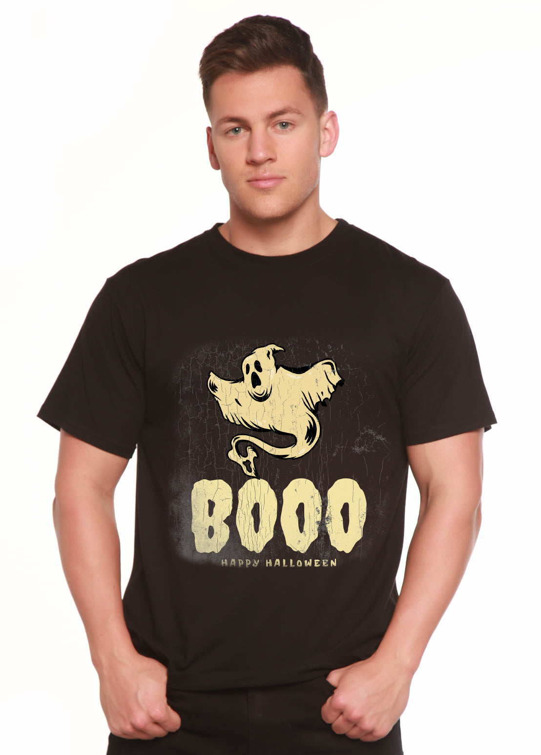 Spun Bamboo Happy Halloween Graphic Men's Bamboo Viscose/Organic Cotton Short Sleeve T-Shirt — main product shot