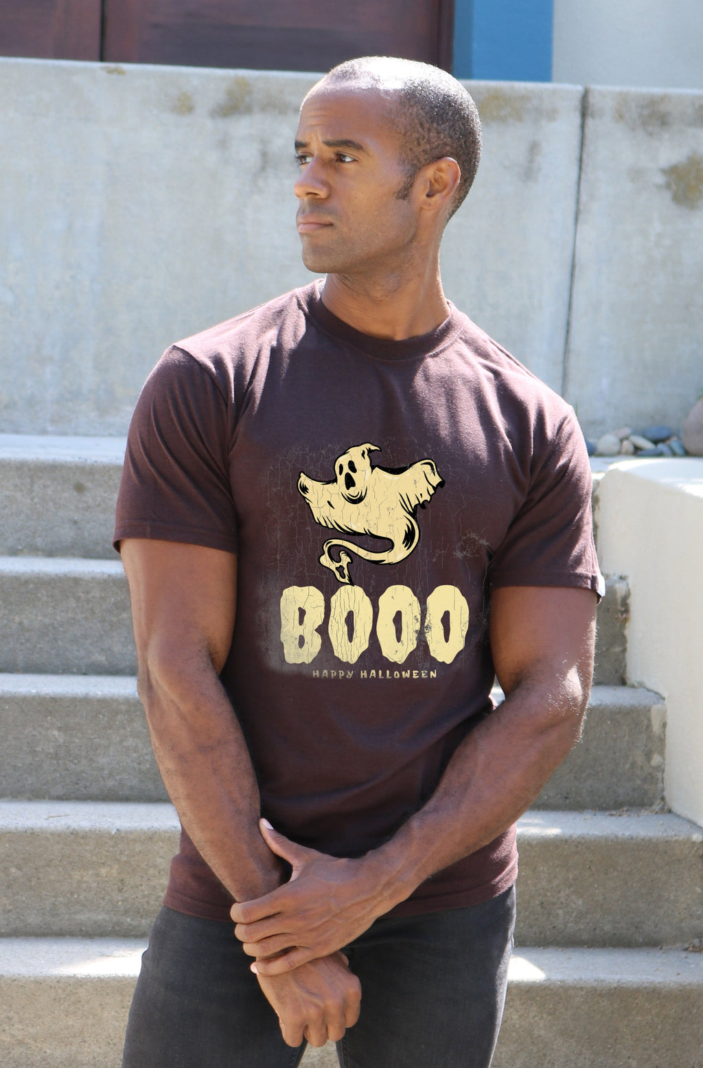 Spun Bamboo Happy Halloween Graphic Men's Bamboo Viscose/Organic Cotton Short Sleeve T-Shirt — alternative angle
