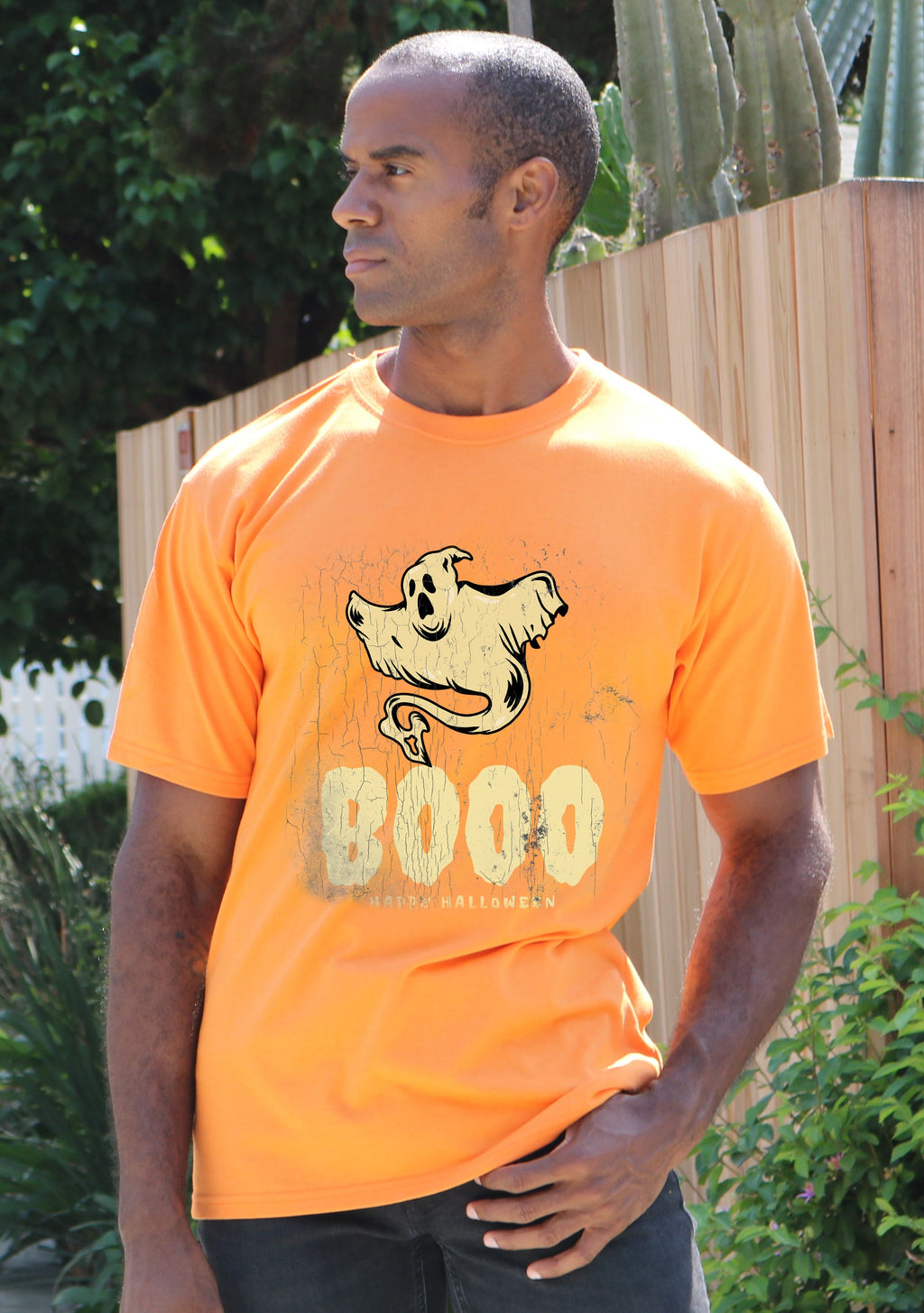 Spun Bamboo Happy Halloween Graphic Men's Bamboo Viscose/Organic Cotton Short Sleeve T-Shirt — back view