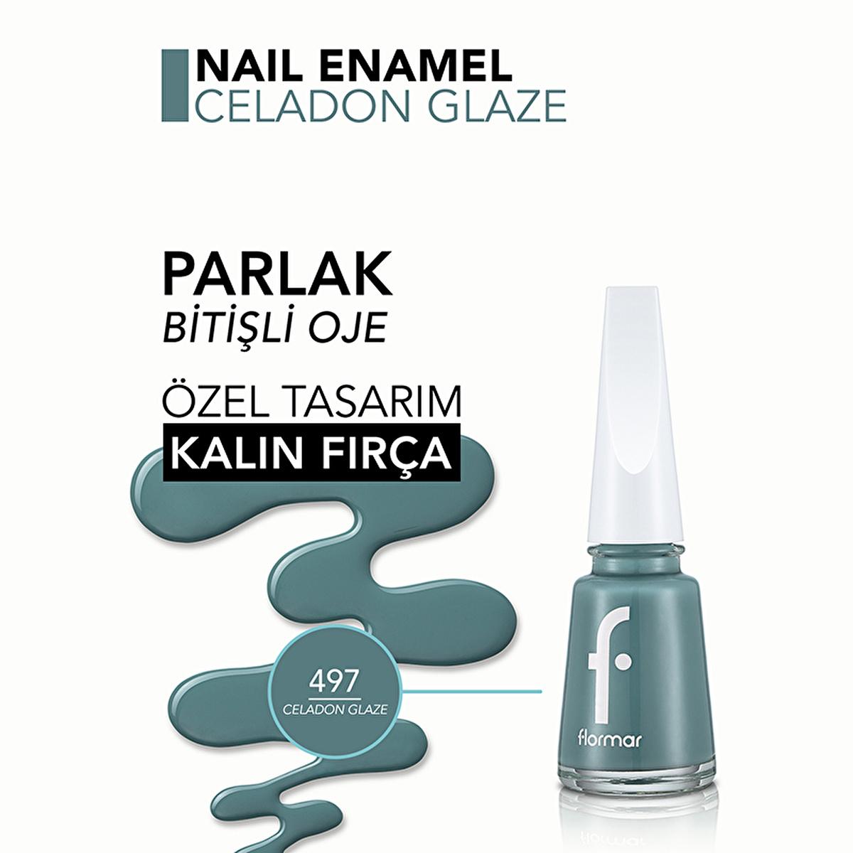 Flormar Nail Enamel High Pigment 497 Celadon Glaze - Long-Lasting Nail Polish