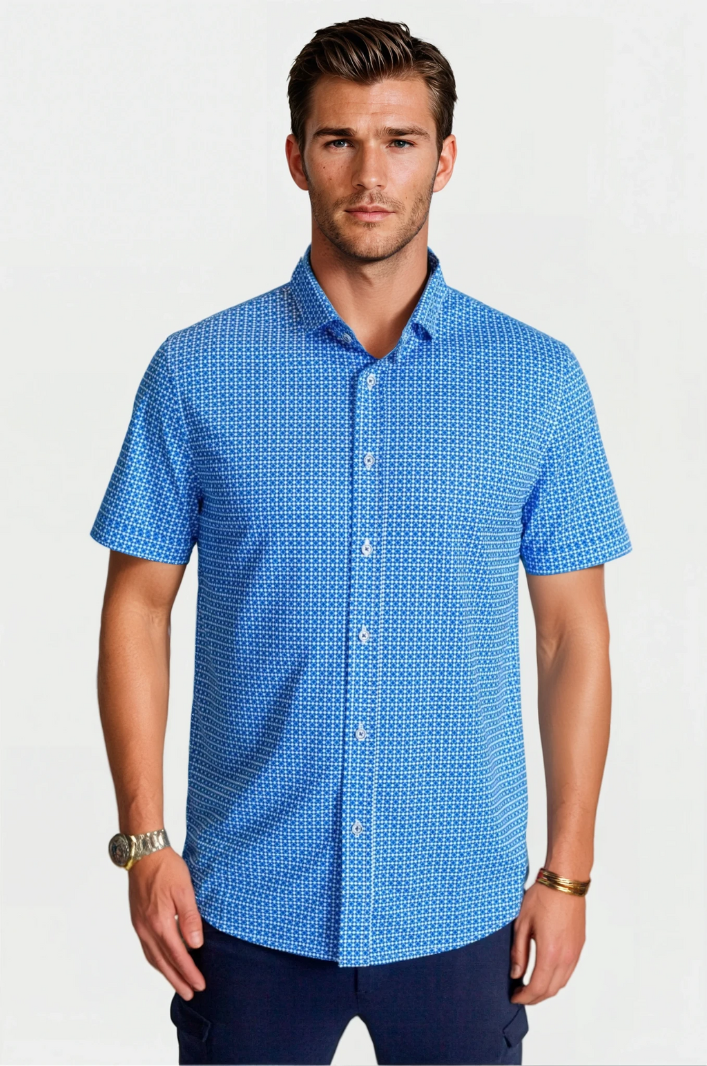 Buki Bastille Check Short Sleeve Tech Shirt — main product shot