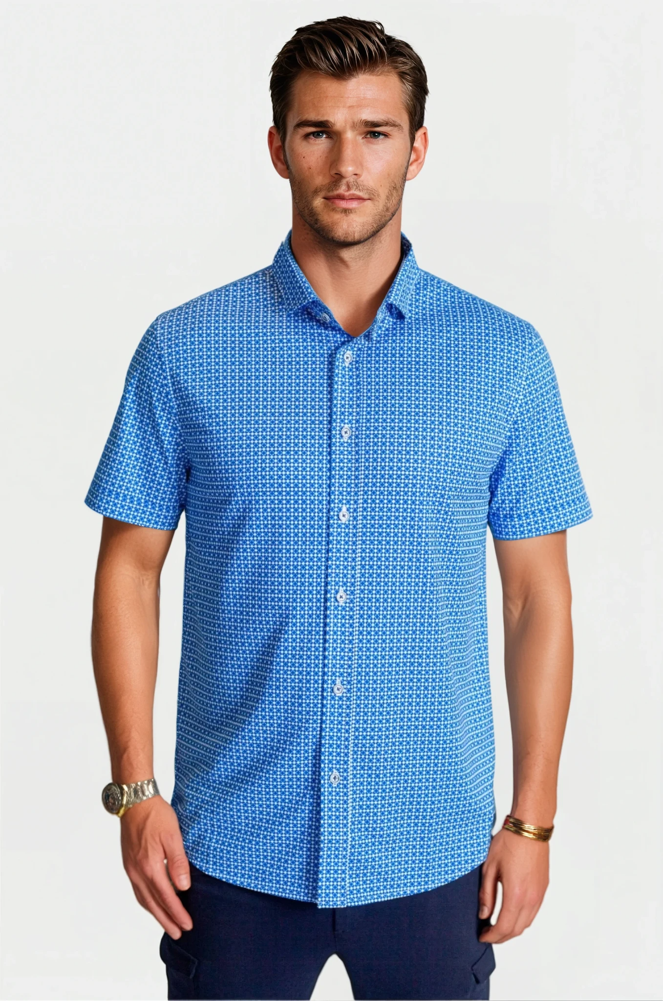 Buki Bastille Check Short Sleeve Tech Shirt — main product shot
