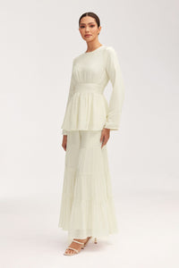 Bushra Palazzo Wide Leg Pants - Off White Clothing Veiled 