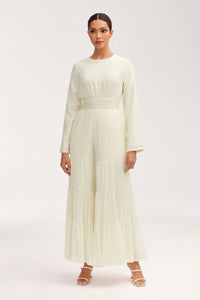 Bushra Palazzo Wide Leg Pants - Off White Clothing Veiled 