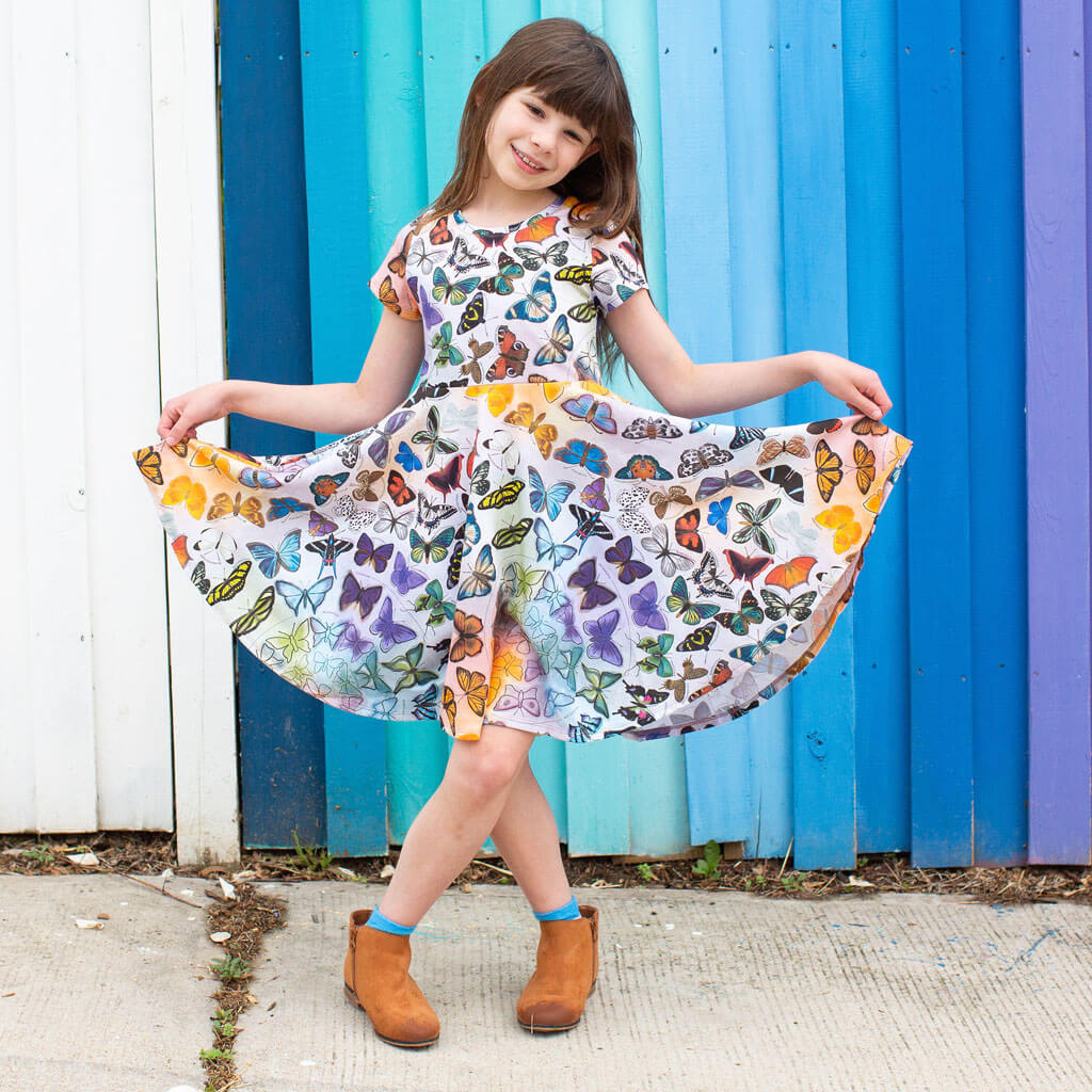 Princess Awesome & Boy Wonder Butterfly Evolution Super Twirler Dress with Pockets — lifestyle worn / used context