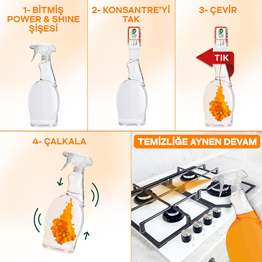 Cif Cif Power & Shine Concentrate - Refillable Kitchen Cleaning Solution with Cleanboost Technology