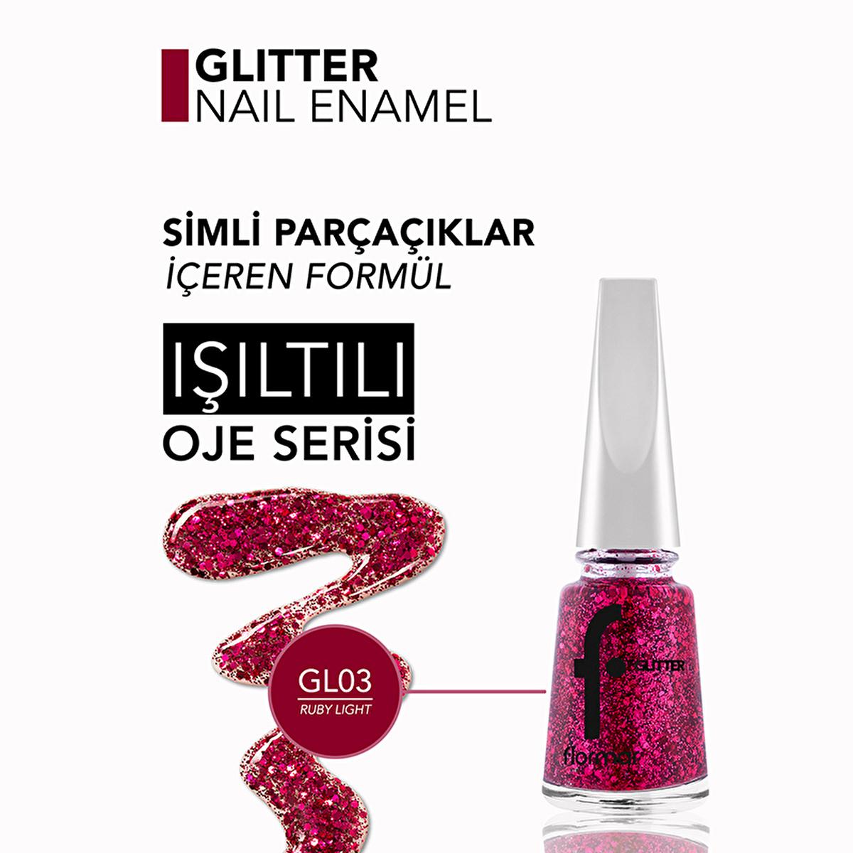 Flormar Glitter Semi-transparent Nail Polish - Semi-transparent Glitter Polish for Trendy Nail Art