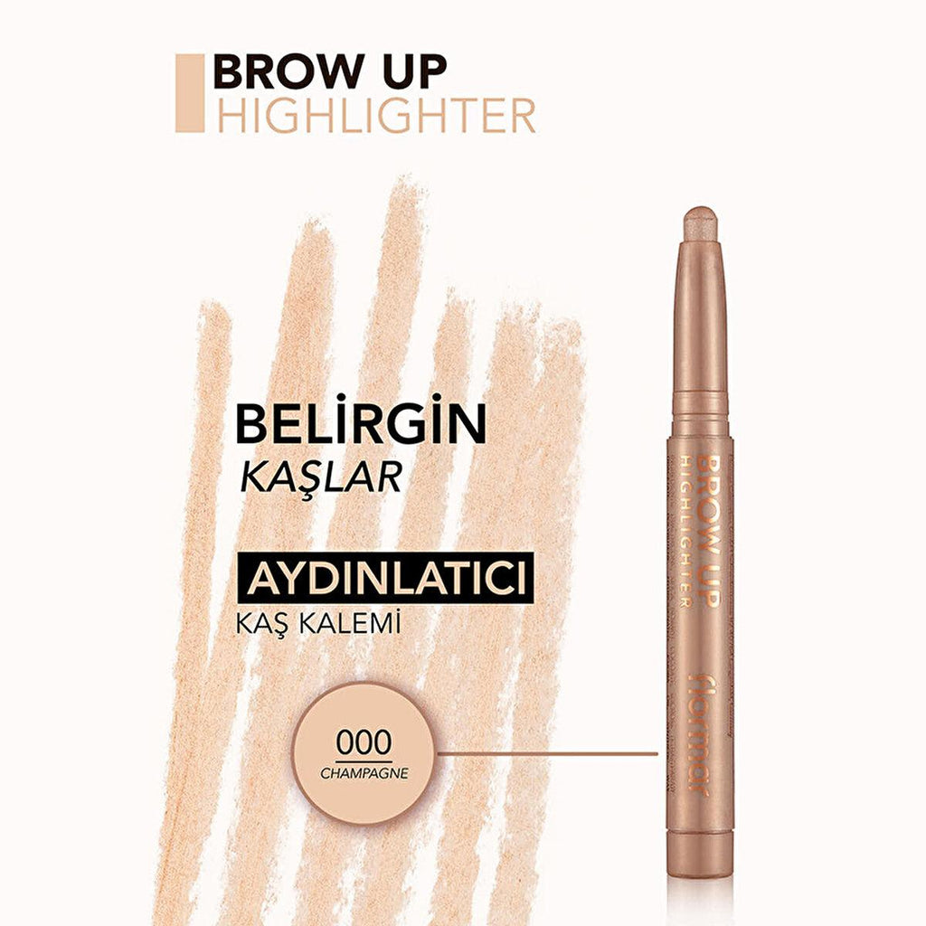Flormar Brow Up Champagne Eyebrow Highlighter Pencil - Lift & Illuminate, Long-Lasting Shimmer, Soft Texture