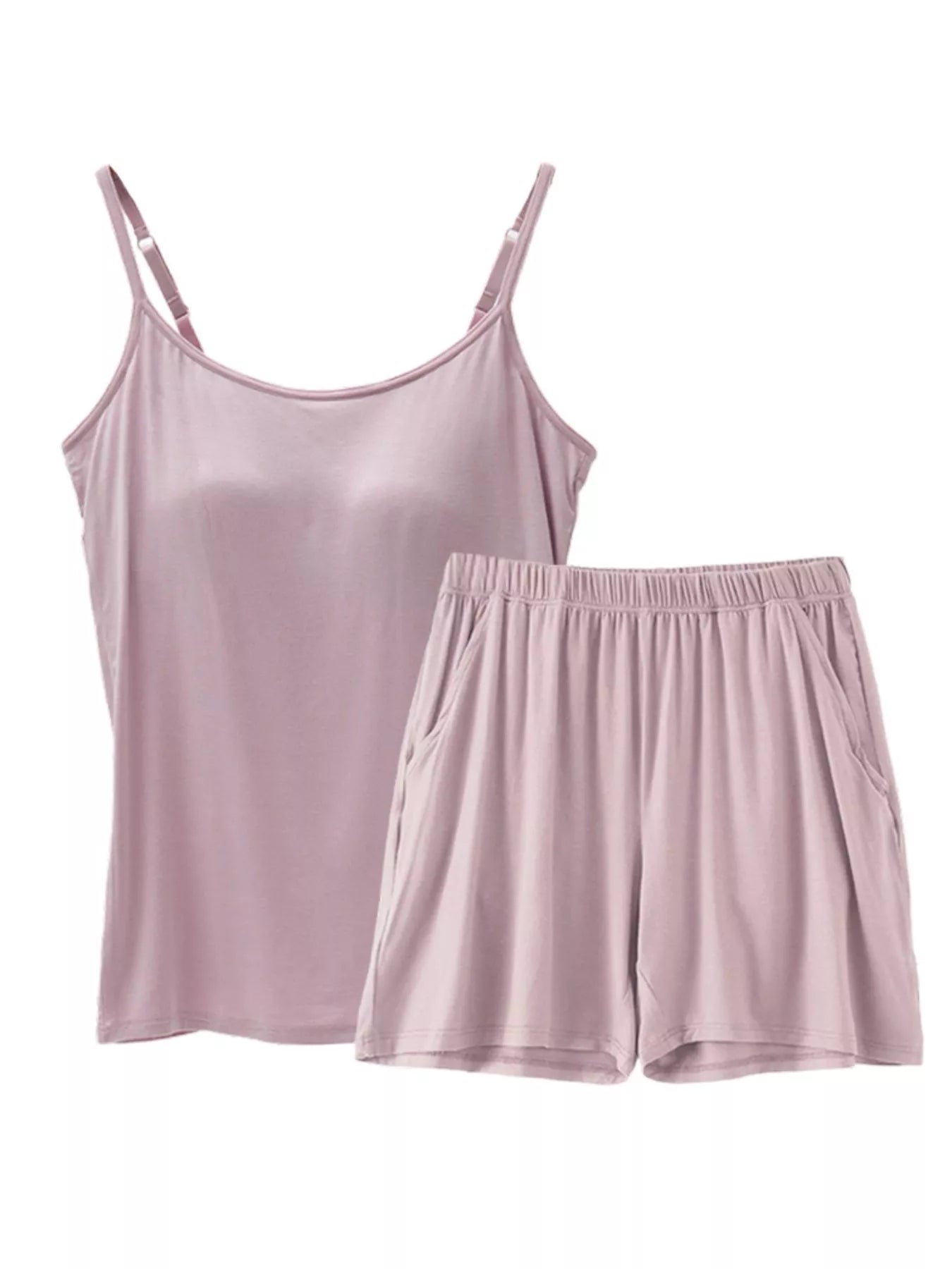 Plus Size Modal Adjustable Strap Padded Cami and Shorts Set
