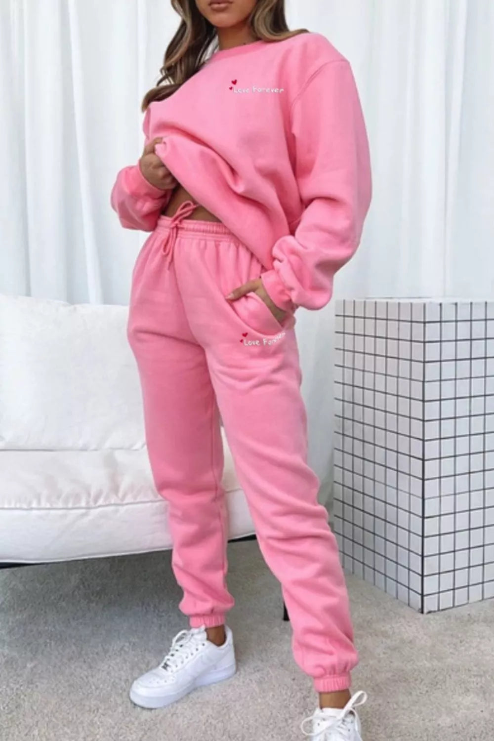 Round Neck Sweatshirt and Joggers Set