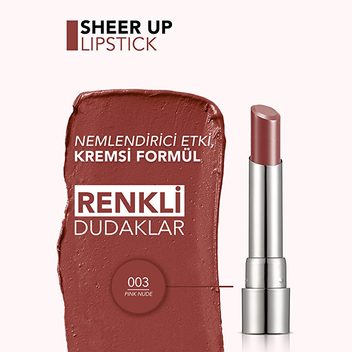Flormar Sheer Up Moisturizing Lipstick - Pinky Nude: Natural Color, Glossy Finish, Hydrating Lip Color