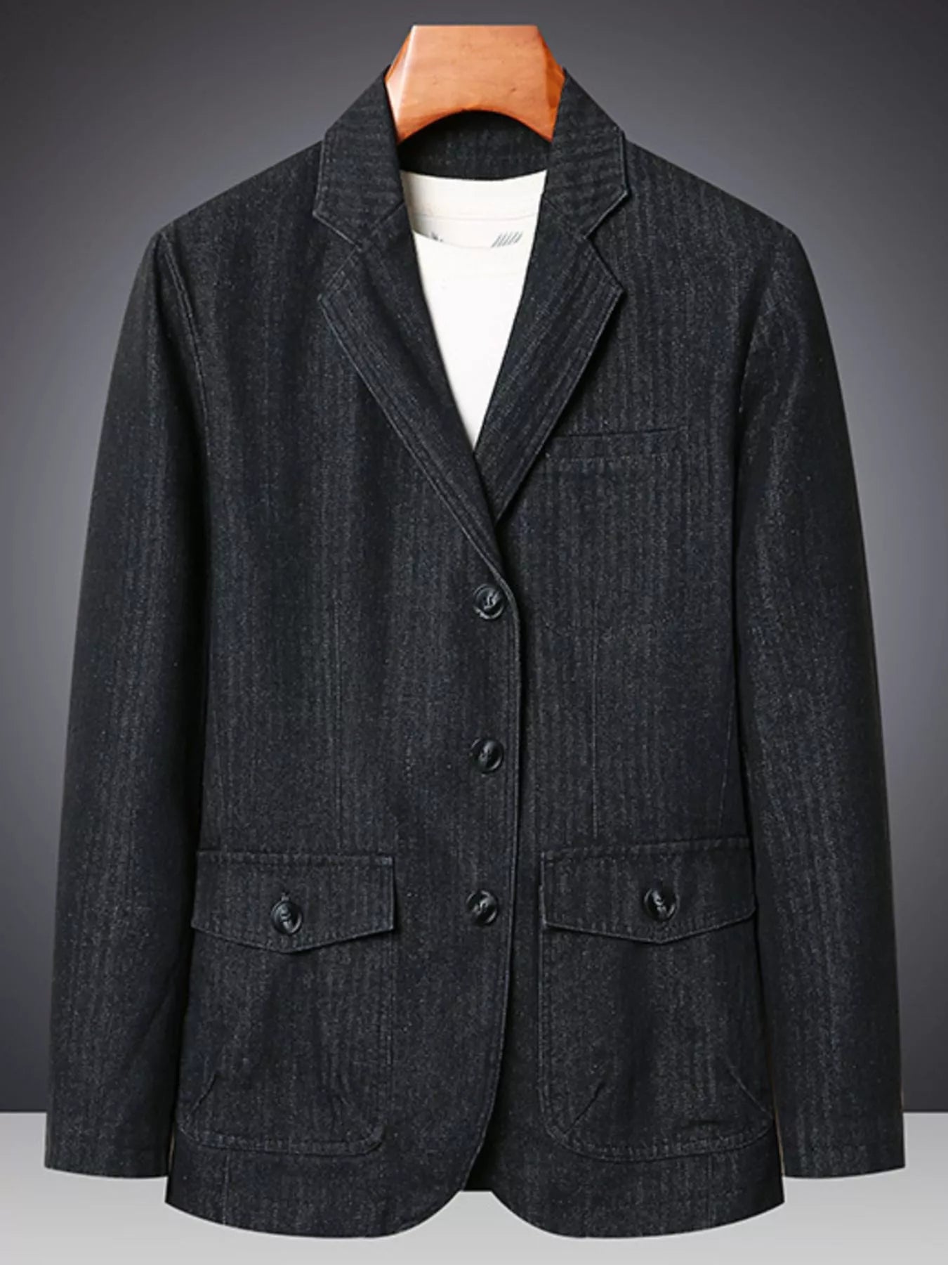 Men's Plus Size Classic Fit Textured Denim Blazer