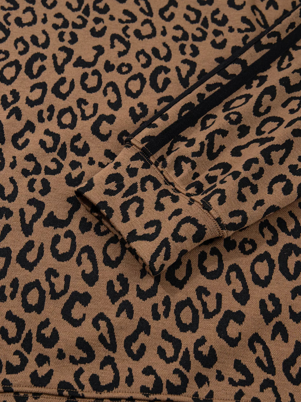 Striped Trim Leopard Long Sleeve Top Drawstring Pant Set
