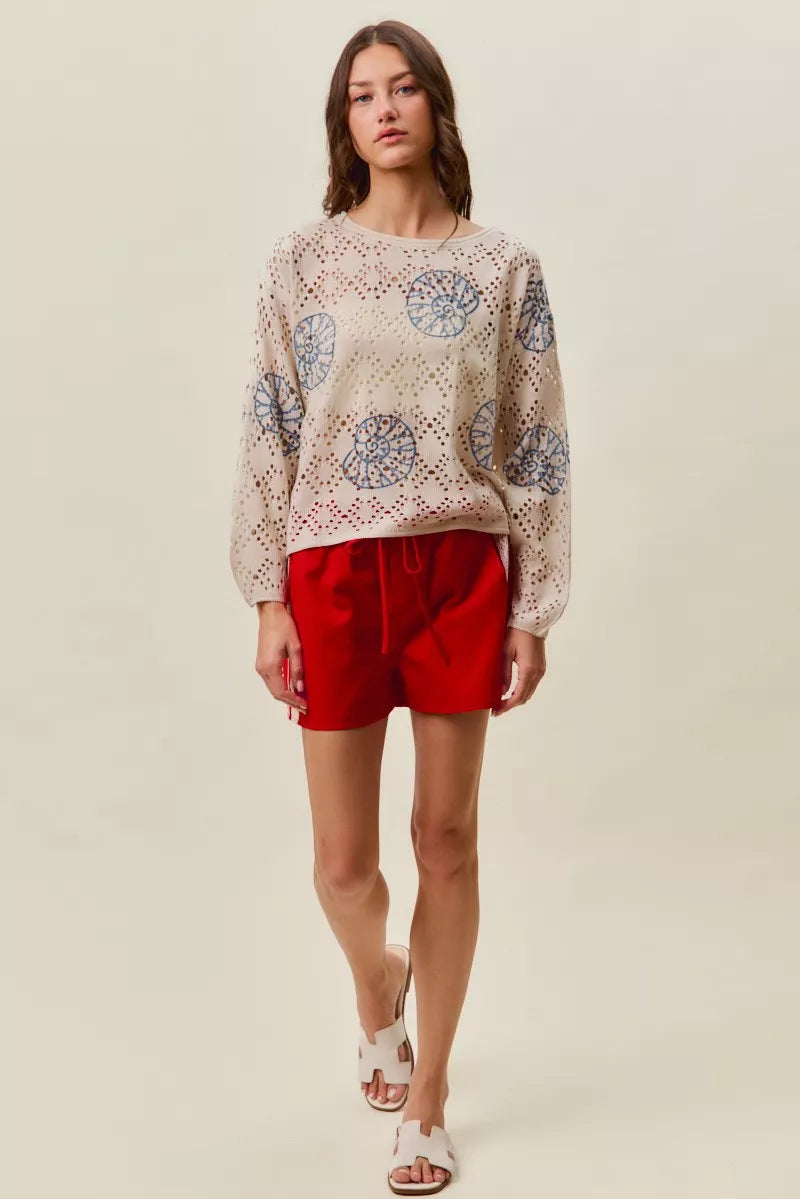 SO ME Seashell Lightweight Sweater Top