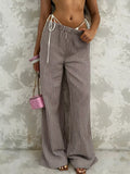 Tied Striped Wide Leg Pants