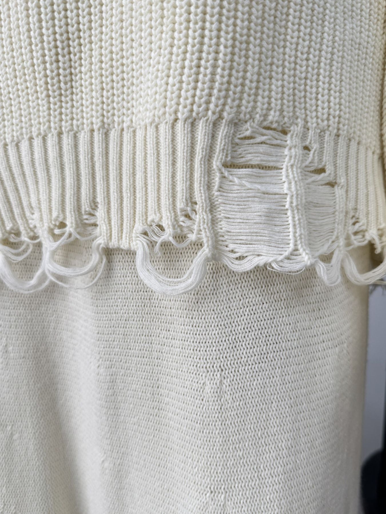 Distressed Long Sleeve Sweater and Skirt Set