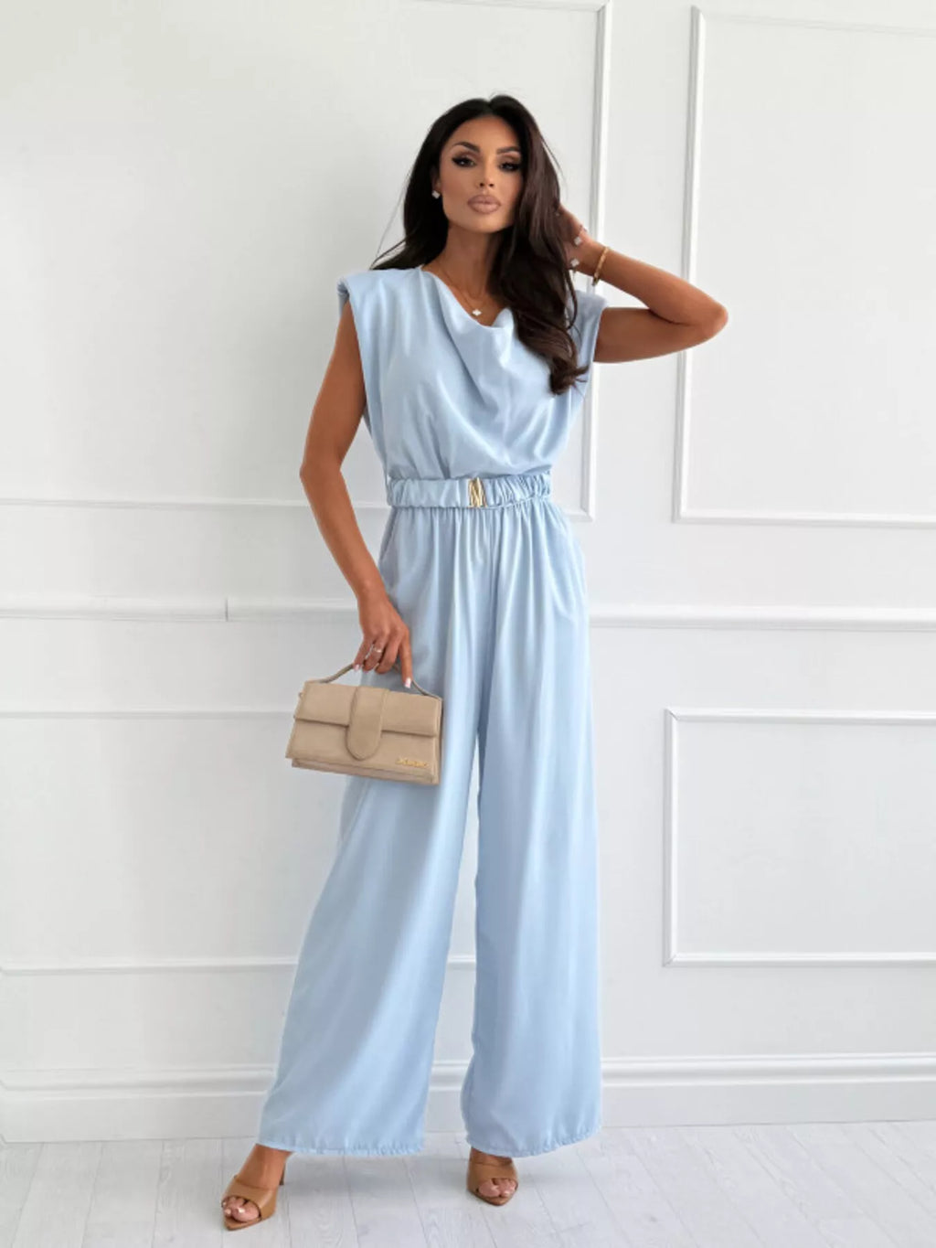 Cowl Neck Wide-Leg Jumpsuit