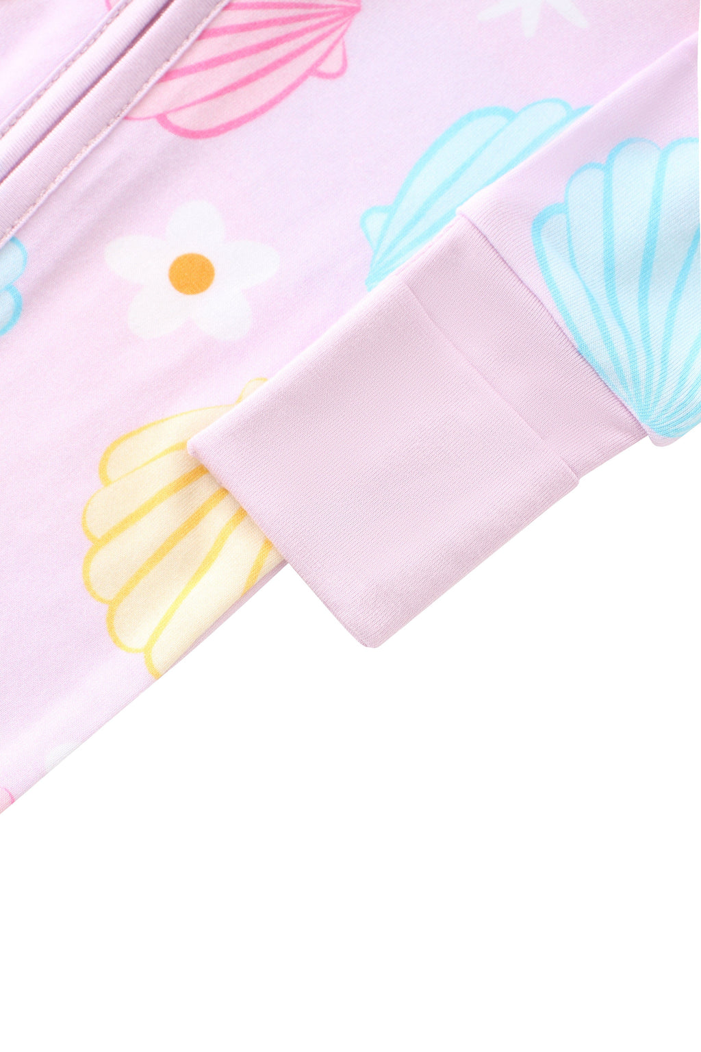 Charlies Project Kids Posh TOT Pastel Seashell Bamboo Baby Convertible Zippy Romper — side view