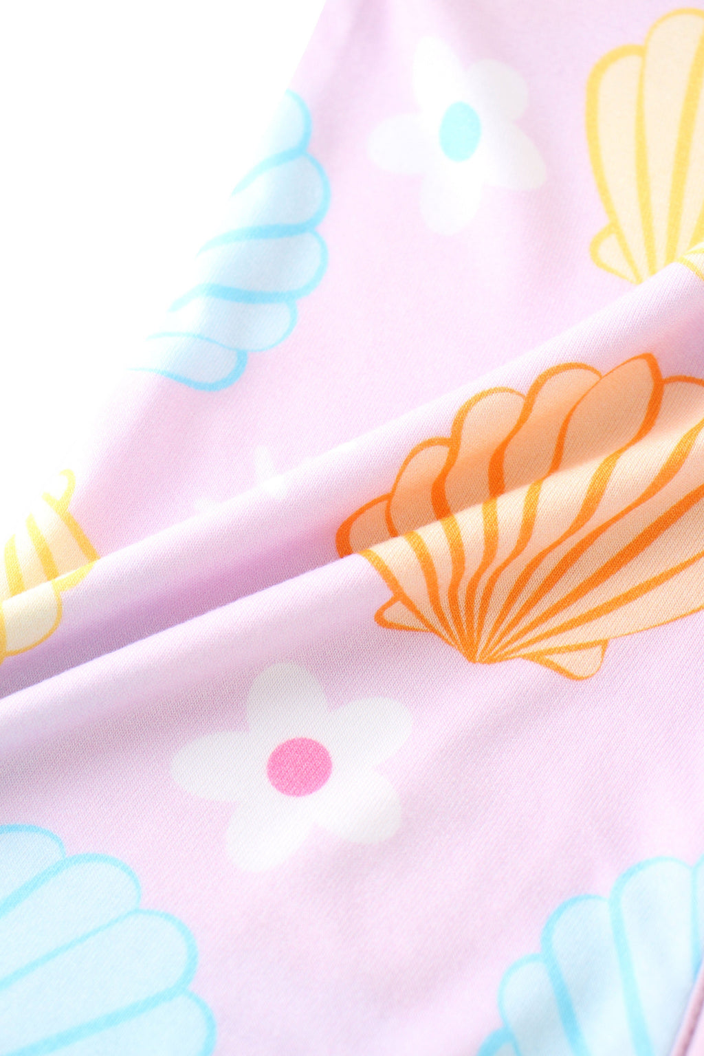 Charlies Project Kids Posh TOT Pastel Seashell Bamboo Baby Convertible Zippy Romper — back view