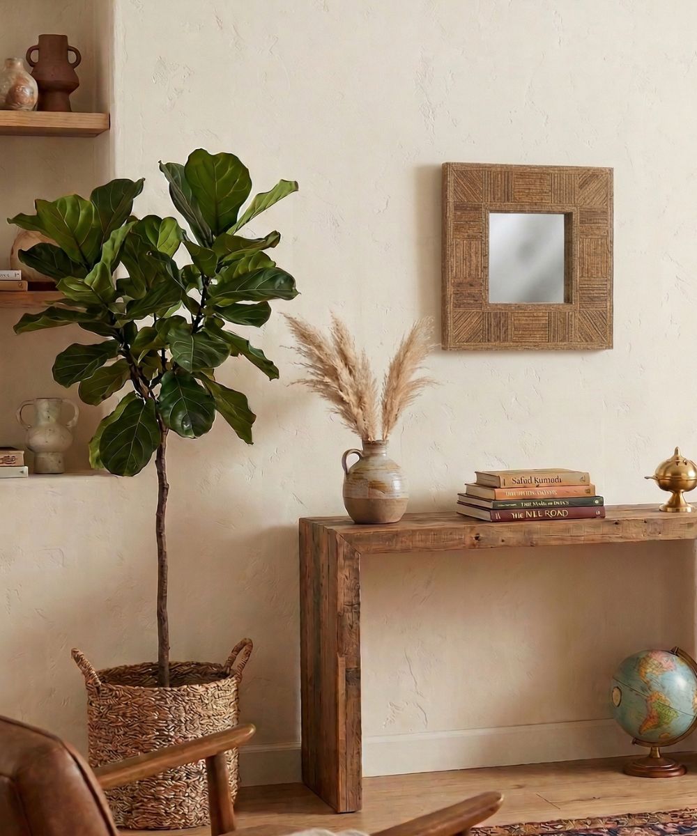UMA Brown Wicker Frame - 16.25" Wall Mirror – LampsUSA, view 4