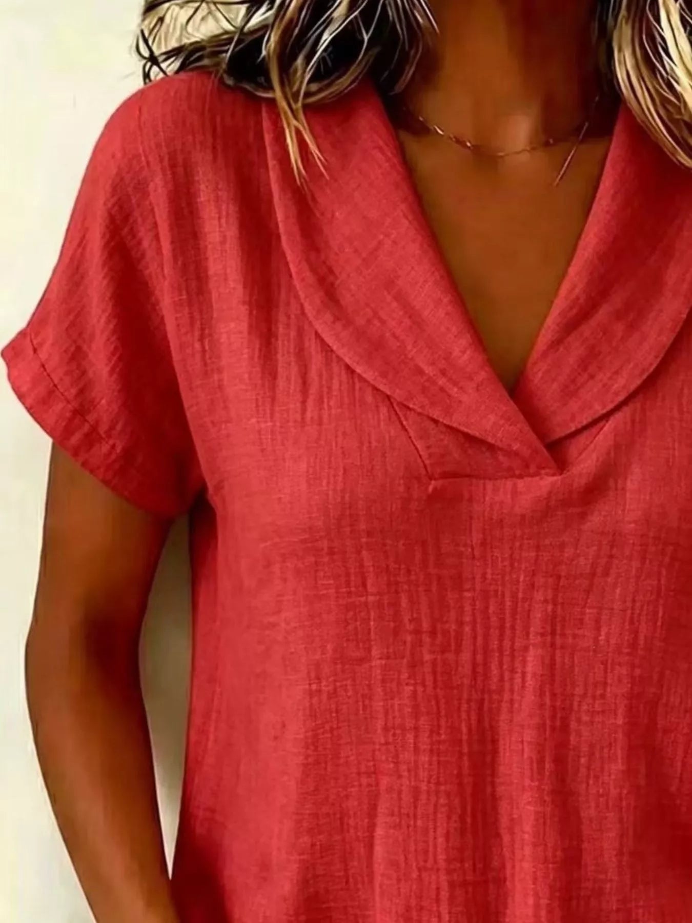 Full Size Casual Short Sleeve Textured Blouse Plus Size