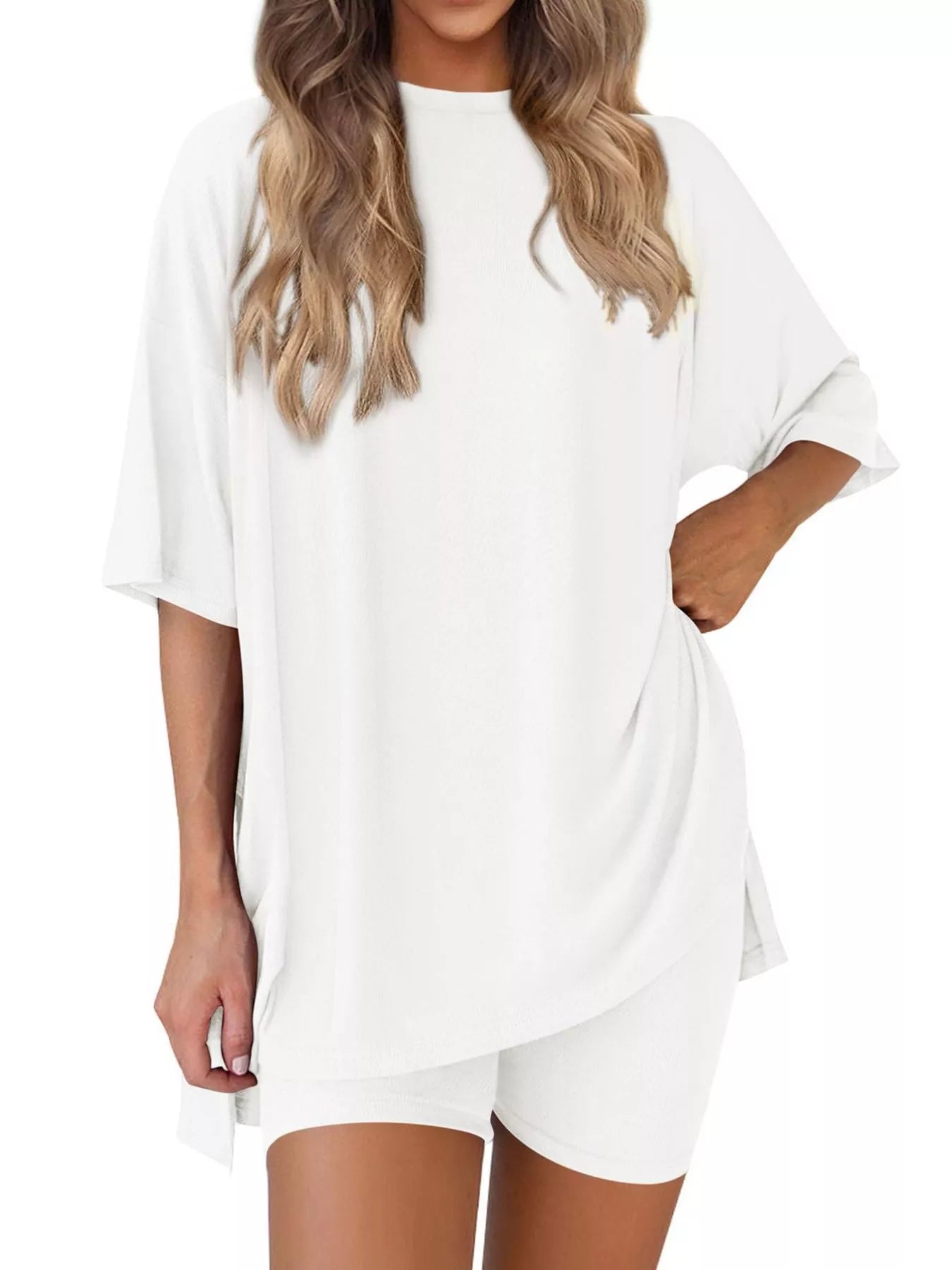 Full Size Half Sleeve T-Shirt and Shorts Set Plus Size