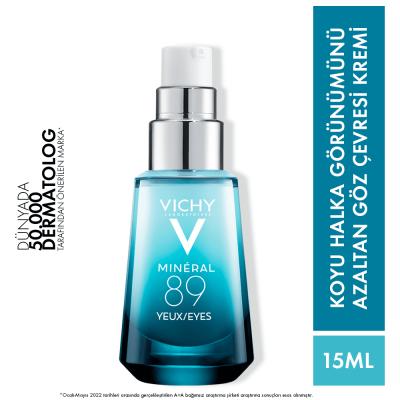 Vichy Mineral 89 Eye Cream - Hydrating Dark Circle & Fine Line Treatment for Sensitive Skin - Hyaluronic Acid, Paraben-Free