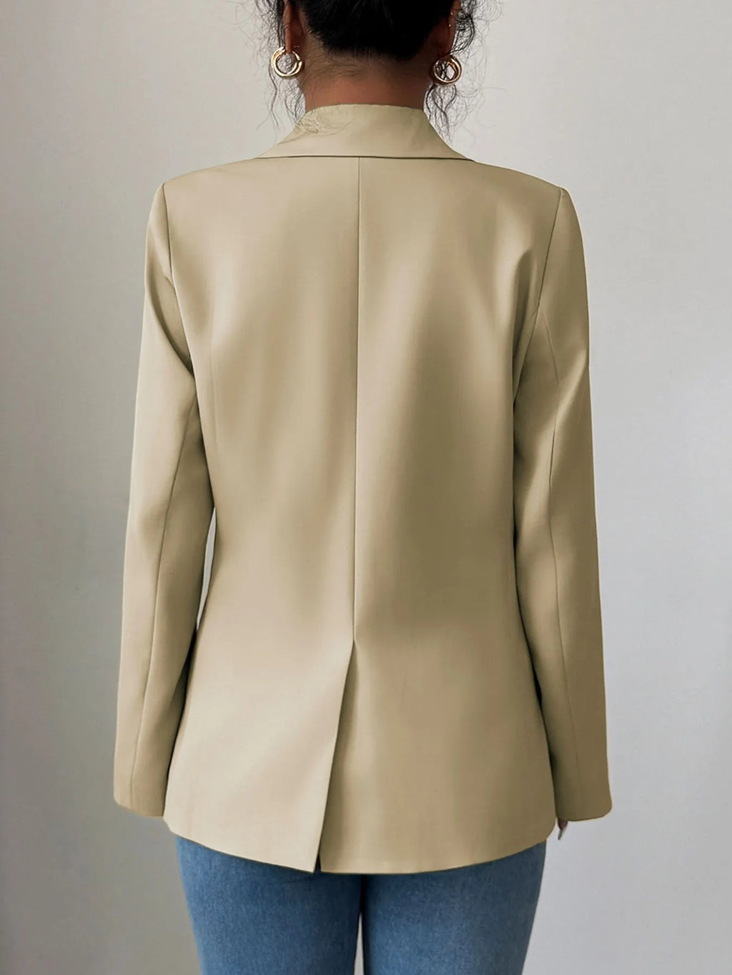 One Button Lapel Collar Blazer