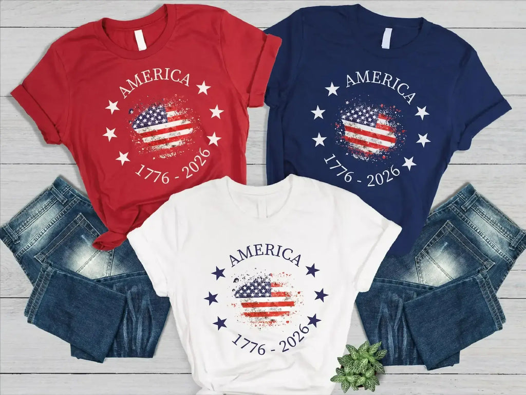 America 250th Anniversary T-Shirt – Vintage 1776 USA Flag Graphic Tee, Remastered Heavy Cotton Semiquincentennial Top, Soft Lived-In Heavyweight Commemorative Shirt, Made in USA