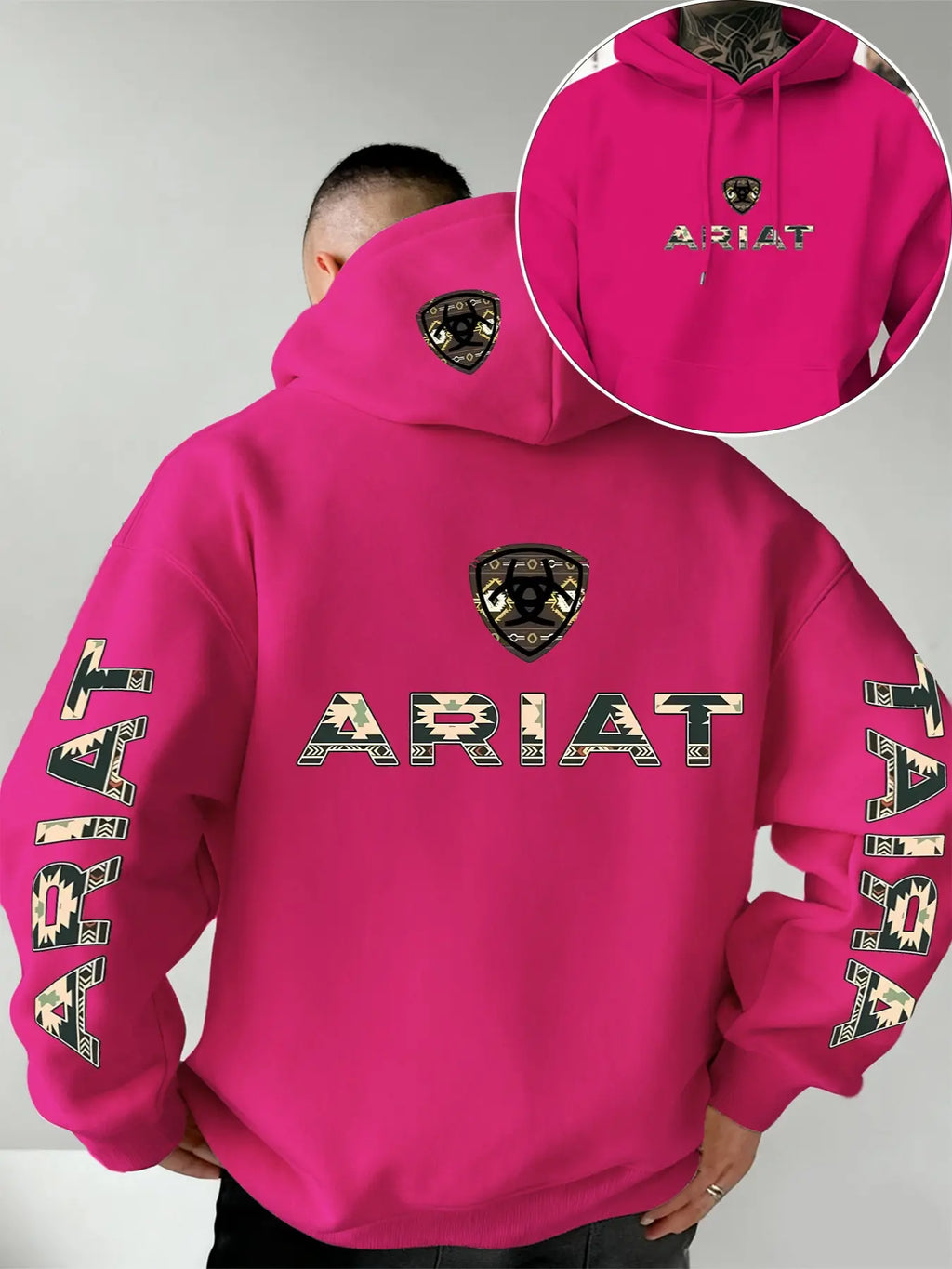 Ariat Letter Print Hooded Sweatshirt – Western Style Graphic Pullover, Rugged Outdoor Country Hoodie, Unisex Casual Apparel