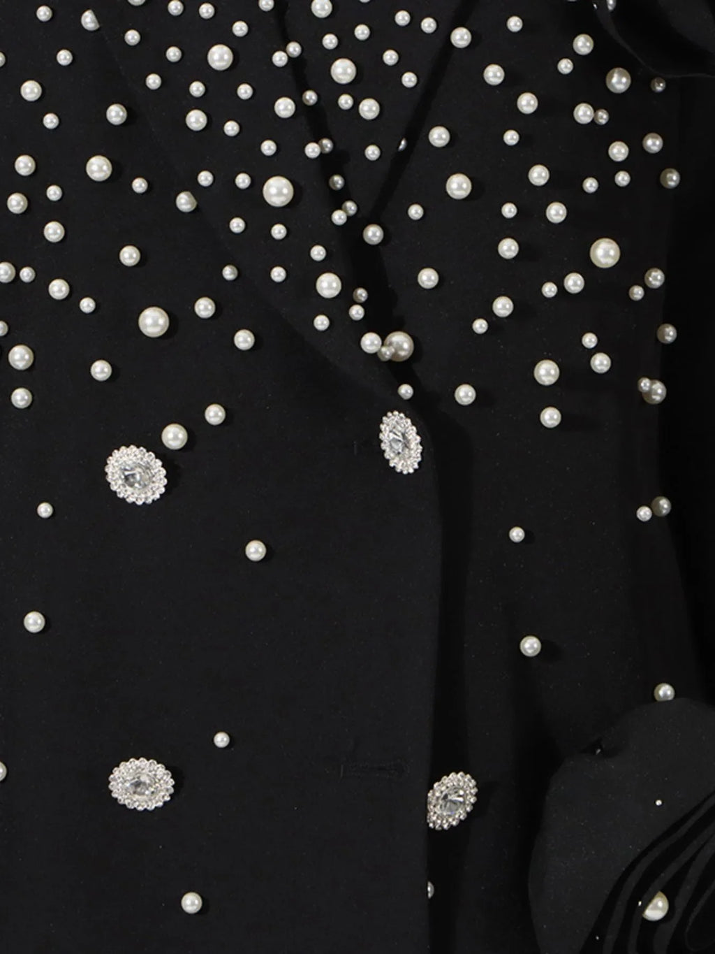 Pearl Embellished Double-Breasted Blazer