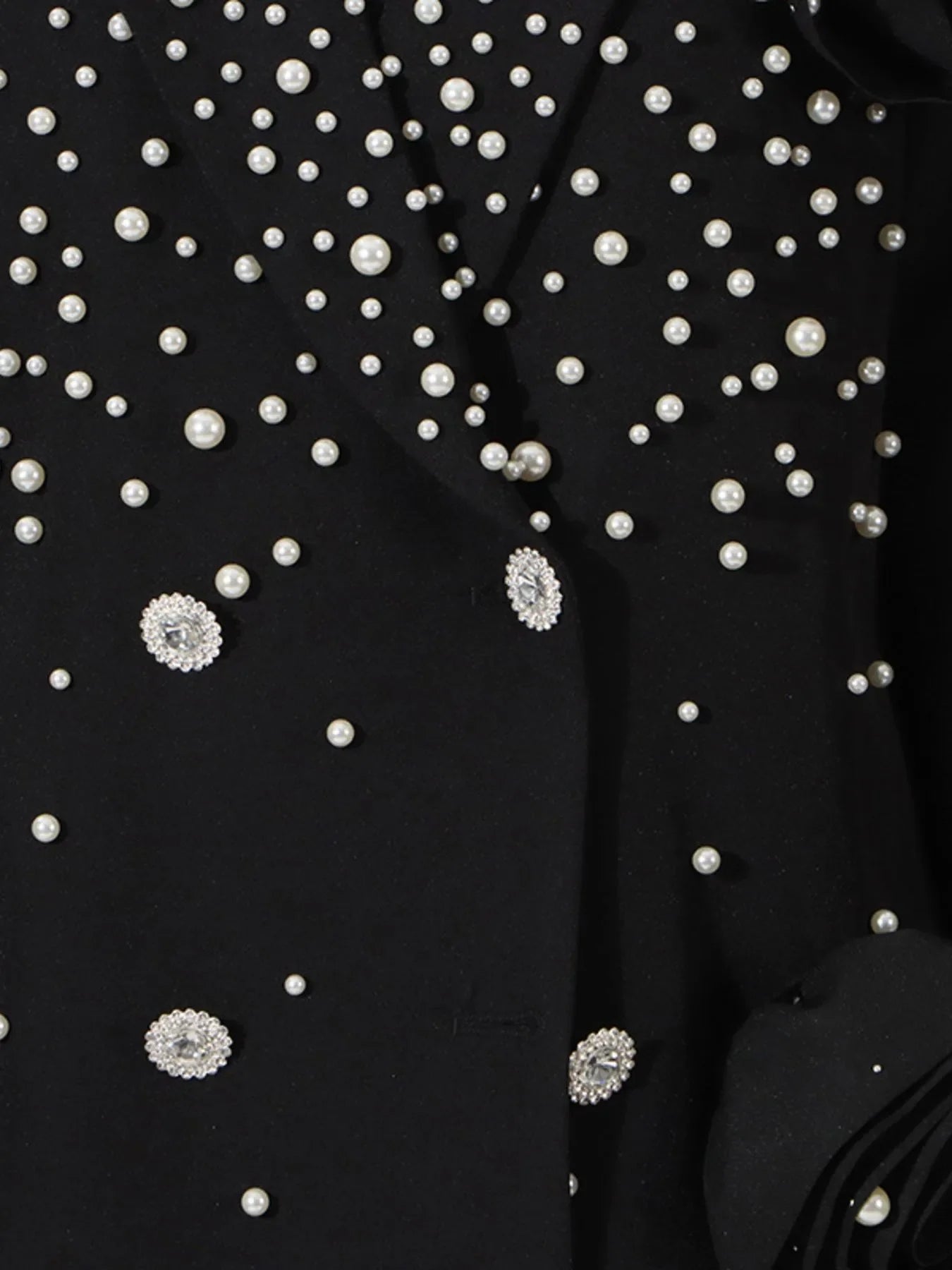 Pearl Embellished Double-Breasted Blazer