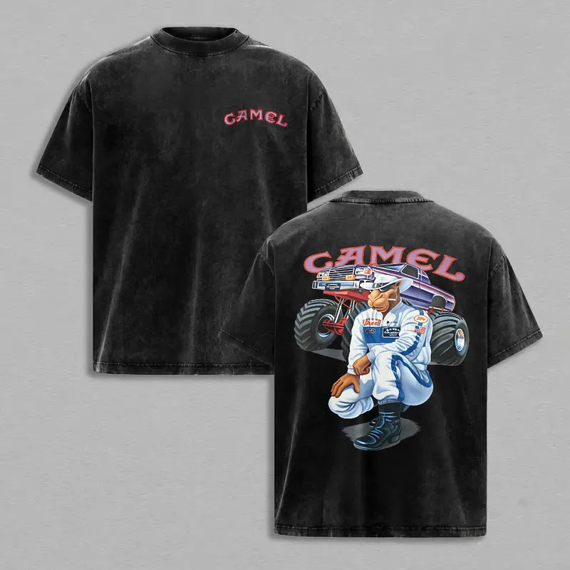 Distressed Acid Wash Short Sleeve Top – Retro Mineral Faded Graphic Tee, Vintage Washed Lightweight Cotton Unisex Streetwear Shirt