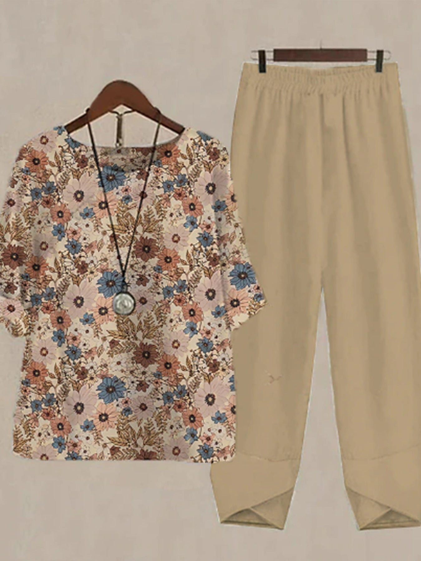 Printed Half Sleeve Top and Pants Set