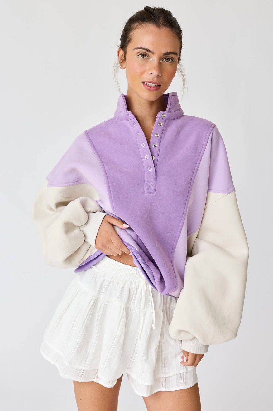 Pretty Little Patriot Pretty Little Patriot Lavender Color Block Sweatshirt — main product shot