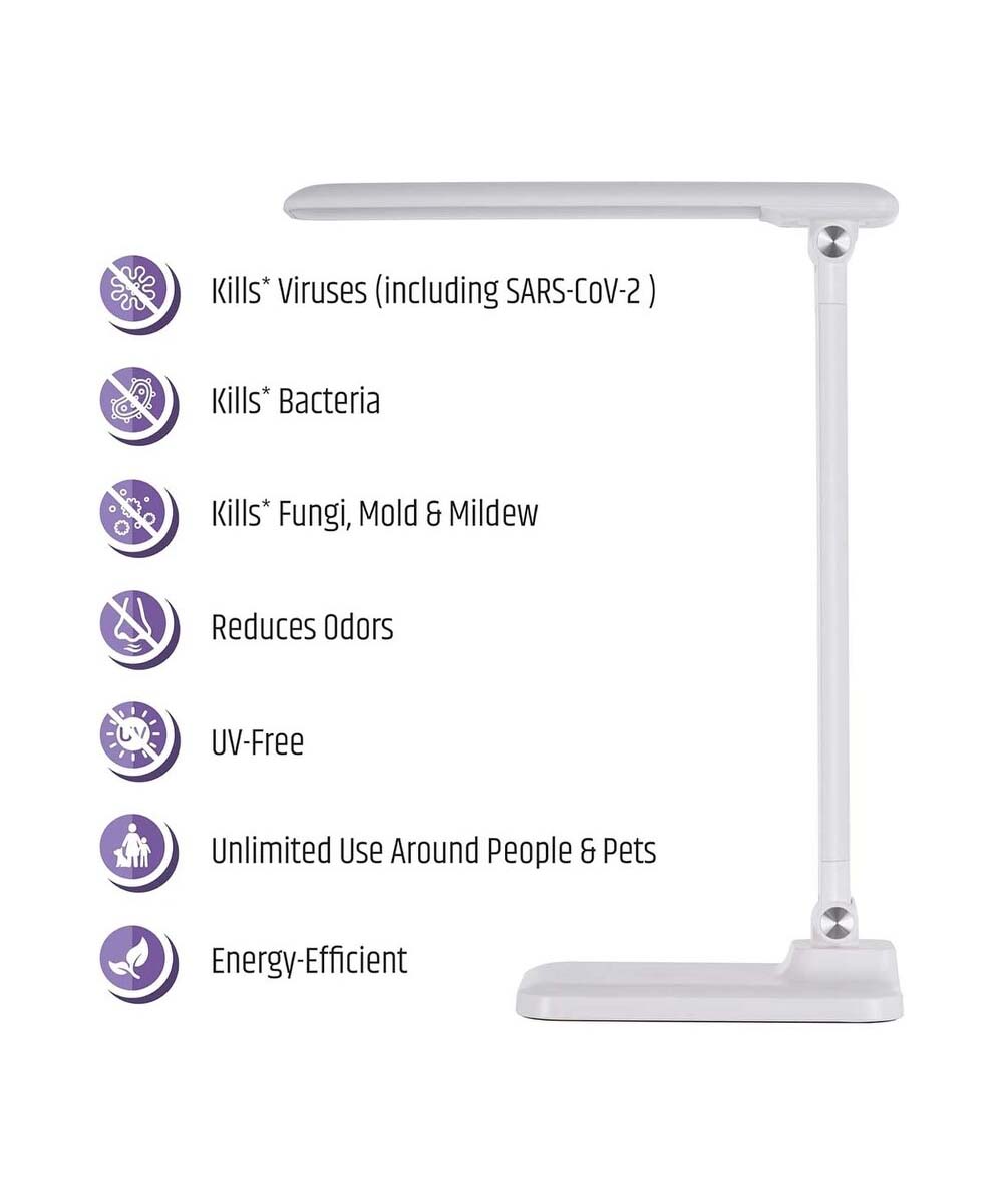 Brilli 15"H Bright-Clean Antimicrobial LED Desk Lamp Matte White Finish with Wireless Charging – LampsUSA, view 4