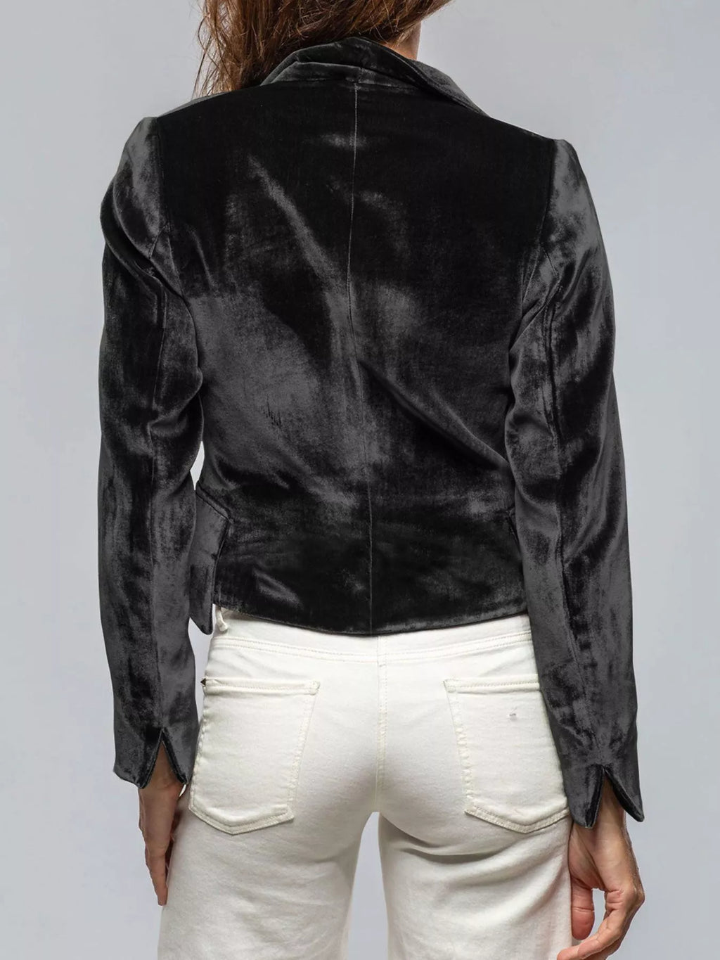 Velvet Lapel Collar One Button Blazer