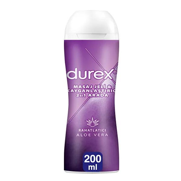 Durex Aloe Vera 2-in-1 Massage Gel & Lubricant: Soothing, Dermatologically Tested & Condom Compatible, 6.76 fl oz