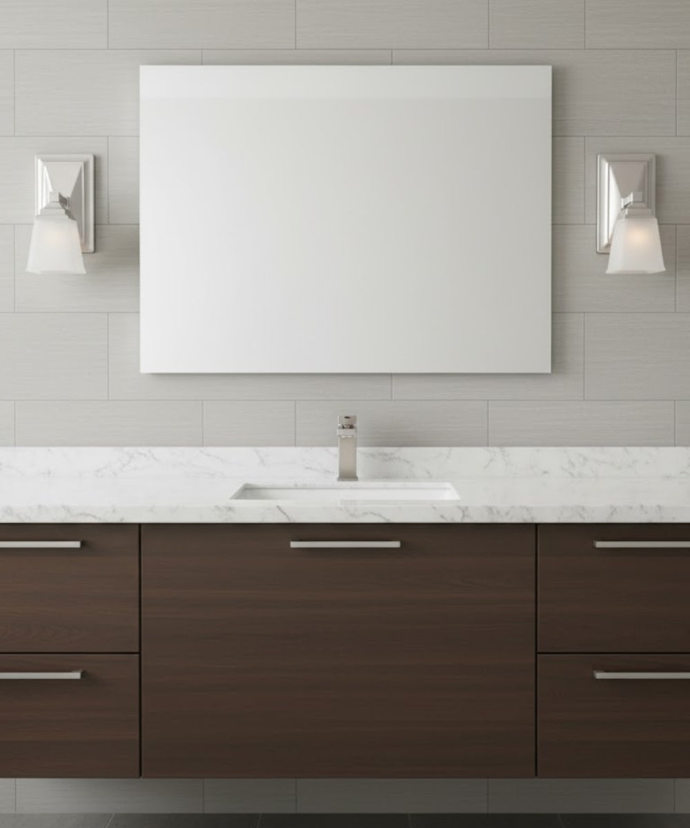 5"W 1-Light LED Bath Vanity Light Fixture Brushed Nickel Finish with Square Shade – LampsUSA, view 2